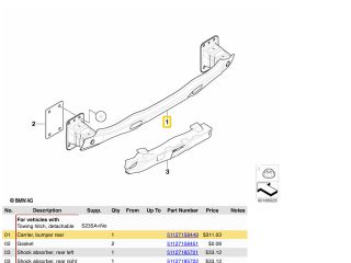 bontott BMW X5 Hátsó Lökhárító Merevítő (Fém)