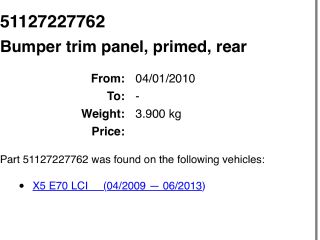 bontott BMW X5 Hátsó Lökhárító (Részeivel)