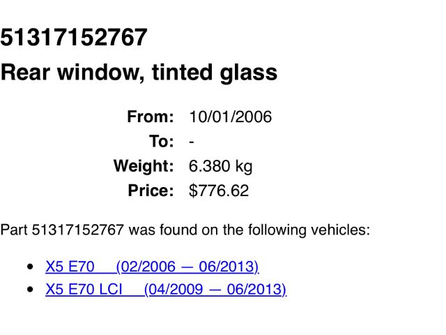 bontott BMW X5 Hátsó Szélvédő