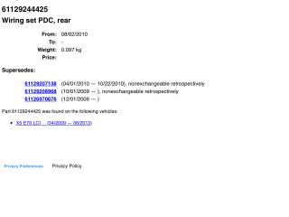 bontott BMW X5 Hátsó Tolatóradar Kábelköteg