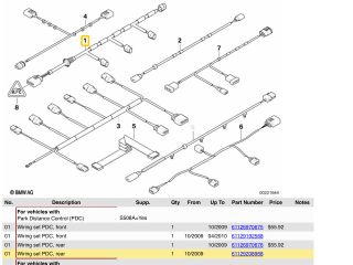 bontott BMW X5 Hátsó Tolatóradar Kábelköteg