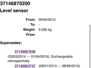 bontott BMW X5 Hátsó Xenon Szintszabályzó Jeladó