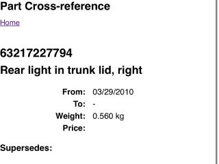 bontott BMW X5 Jobb Belső Hátsó Lámpa