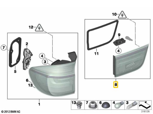 bontott BMW X5 Jobb Belső Hátsó Lámpa