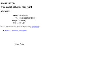 bontott BMW X5 Jobb D Oszlop Burkolat