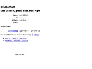 bontott BMW X5 Jobb első Ablak