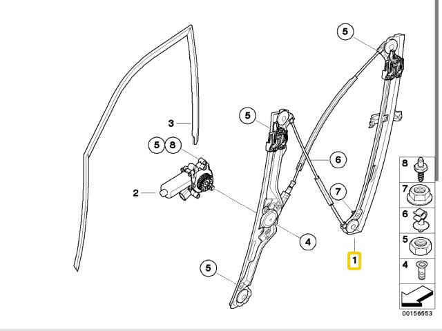 bontott BMW X5 Jobb első Ablakemelő Szerkezet (Elektromos)