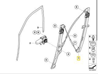 bontott BMW X5 Jobb első Ablakemelő Szerkezet (Elektromos)