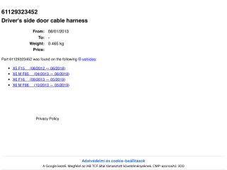 bontott BMW X5 Jobb első Ajtó Kábelköteg