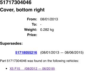 bontott BMW X5 Jobb első Első Dobbetét (Kerékjárati, Műanyag)