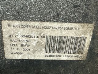 bontott BMW X5 Jobb első Első Dobbetét (Kerékjárati, Műanyag)