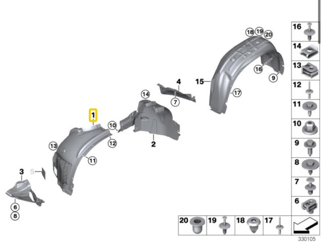 bontott BMW X5 Jobb első Első Dobbetét (Kerékjárati, Műanyag)