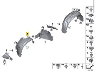 bontott BMW X5 Jobb első Első Dobbetét (Kerékjárati, Műanyag)