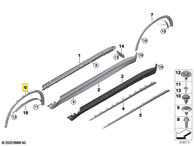 bontott BMW X5 Jobb első Sárvédő Díszléc