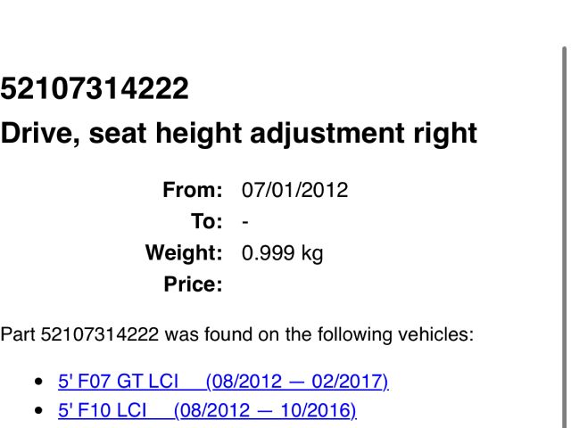 bontott BMW X5 Jobb első Ülés Állító Motor