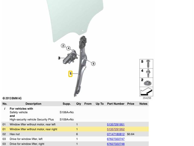 bontott BMW X5 Jobb hátsó Ablakemelő Szerkezet (Elektromos)