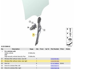 bontott BMW X5 Jobb hátsó Ablakemelő Szerkezet (Elektromos)