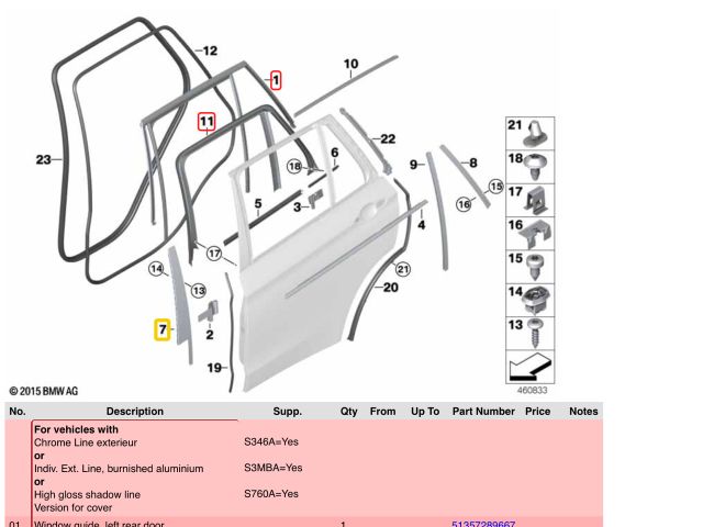 bontott BMW X5 Jobb hátsó Ajtó Díszléc