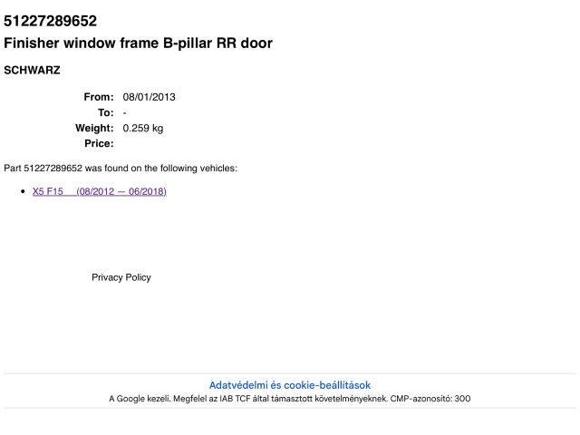 bontott BMW X5 Jobb hátsó Ajtó Díszléc