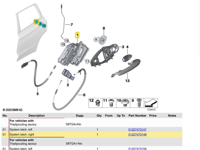 bontott BMW X5 Jobb hátsó Ajtózár