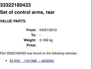 bontott BMW X5 Jobb hátsó Alsó Hátsó Lengőkar