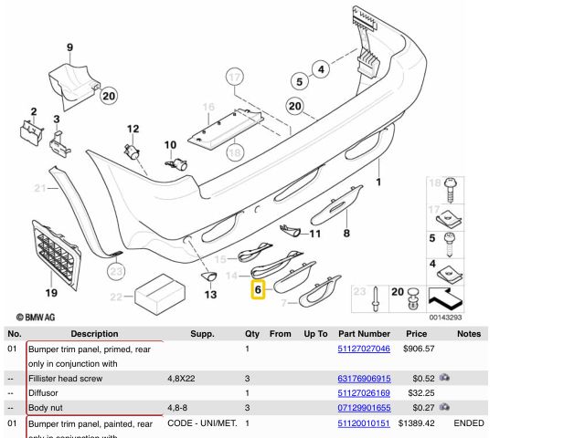 bontott BMW X5 Jobb hátsó Lökhárító Sarok (Műanyag)
