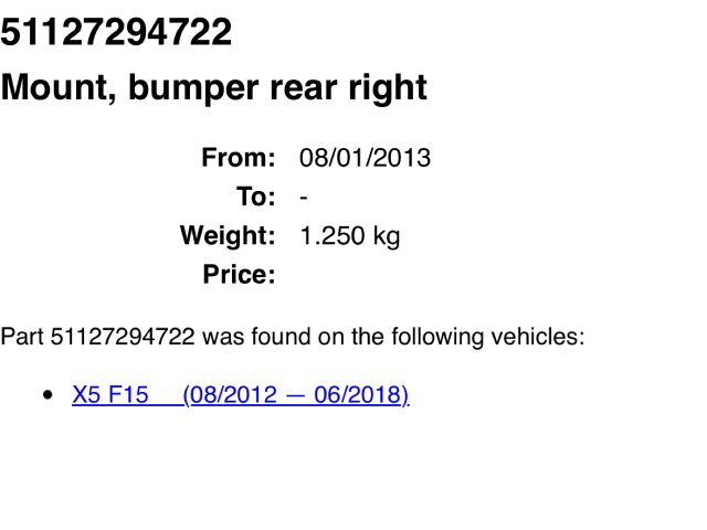 bontott BMW X5 Jobb hátsó Oldal Lökhárító Tartó (Műanyag)