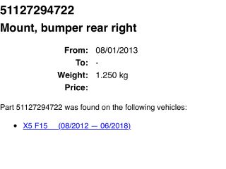 bontott BMW X5 Jobb hátsó Oldal Lökhárító Tartó (Műanyag)