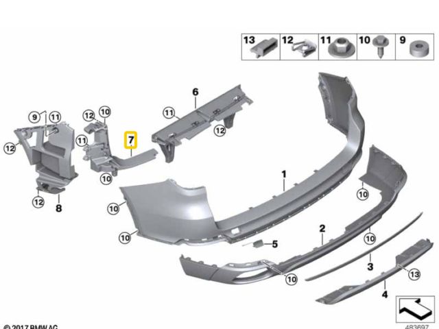 bontott BMW X5 Jobb hátsó Oldal Lökhárító Tartó (Műanyag)