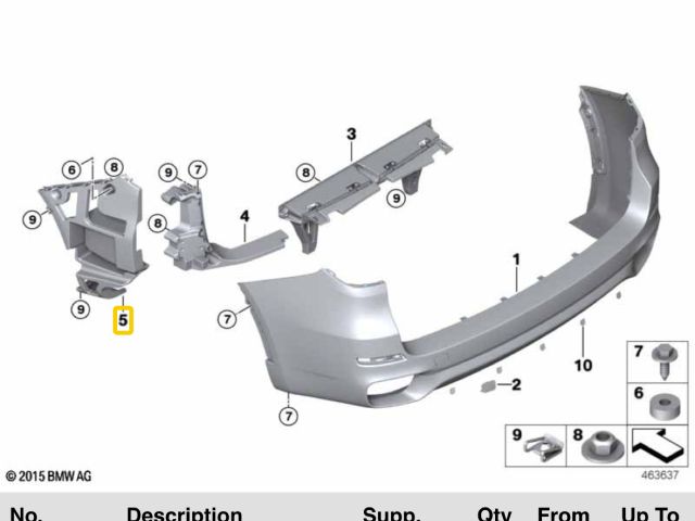 bontott BMW X5 Jobb hátsó Oldal Lökhárító Tartó (Műanyag)