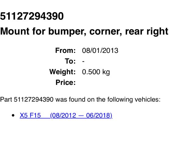 bontott BMW X5 Jobb hátsó Oldal Lökhárító Tartó (Műanyag)