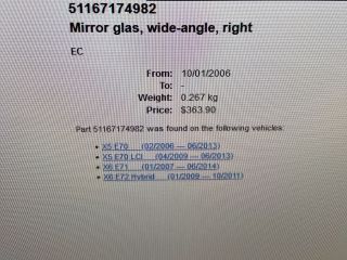 bontott BMW X5 Jobb Tükörlap