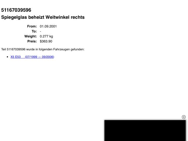 bontott BMW X5 Jobb Tükörlap