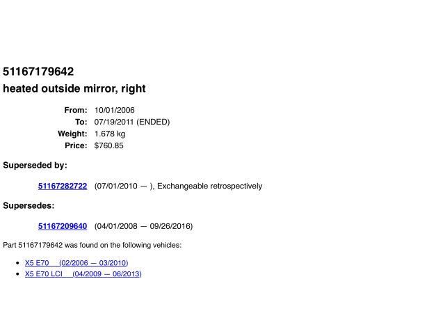 bontott BMW X5 Jobb Visszapillantó Tükör (Elektromos)