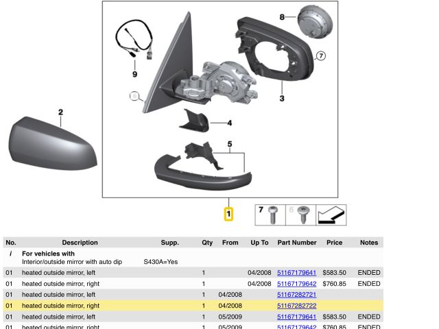 bontott BMW X5 Jobb Visszapillantó Tükör (Elektromos)