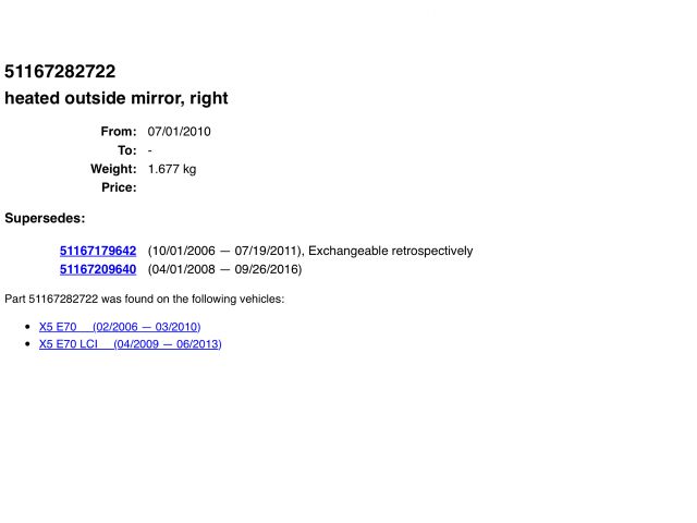 bontott BMW X5 Jobb Visszapillantó Tükör (Elektromos)