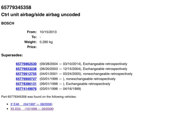 bontott BMW X5 Légzsák Elektronika