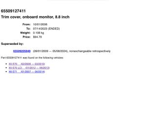 bontott BMW X5 Multifunkciós Kijelző Keret