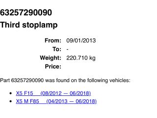 bontott BMW X5 Pótféklámpa