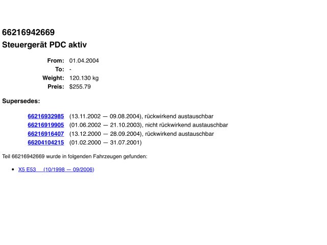 bontott BMW X5 Tolatóradar Elektronika