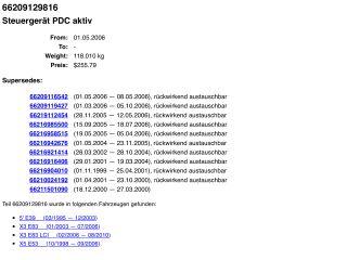 bontott BMW X5 Tolatóradar Elektronika