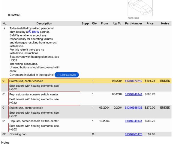 bontott BMW X5 Ülésfűtés Kapcsoló Pár