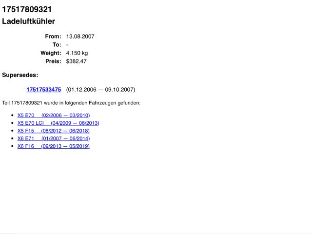 bontott BMW X5 Intercooler