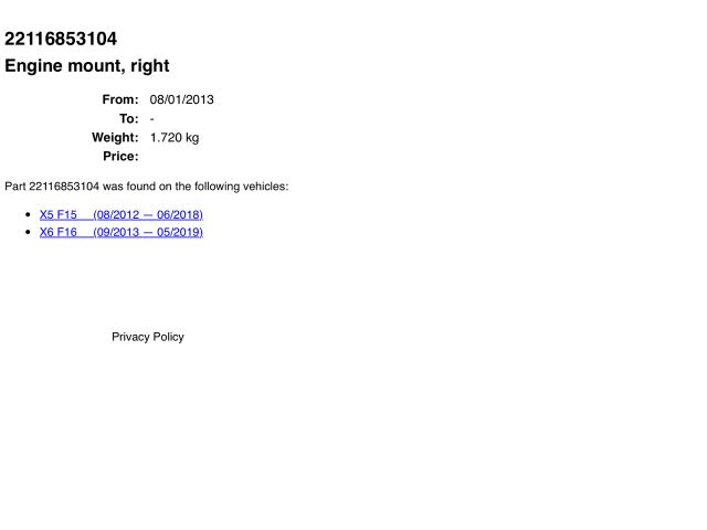 bontott BMW X5 Motor Tartó Bak Jobb