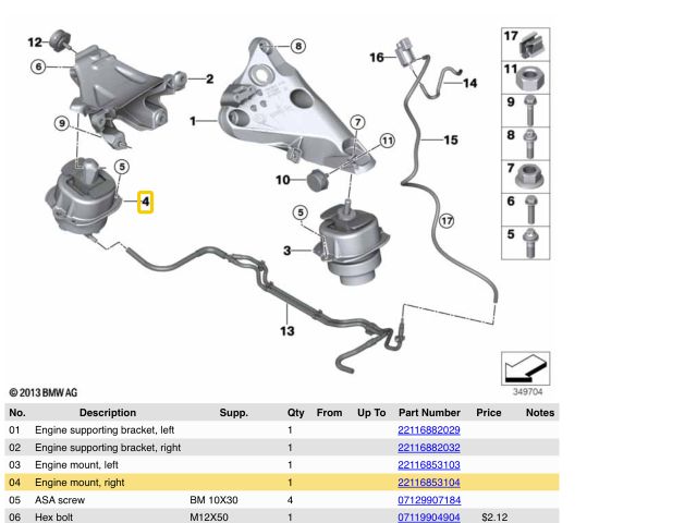 bontott BMW X5 Motor Tartó Bak Jobb