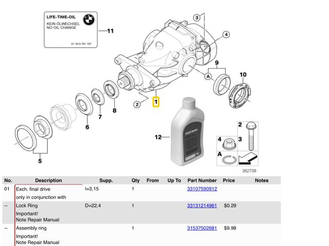 bontott BMW X5 Hátsó Differenciálmű