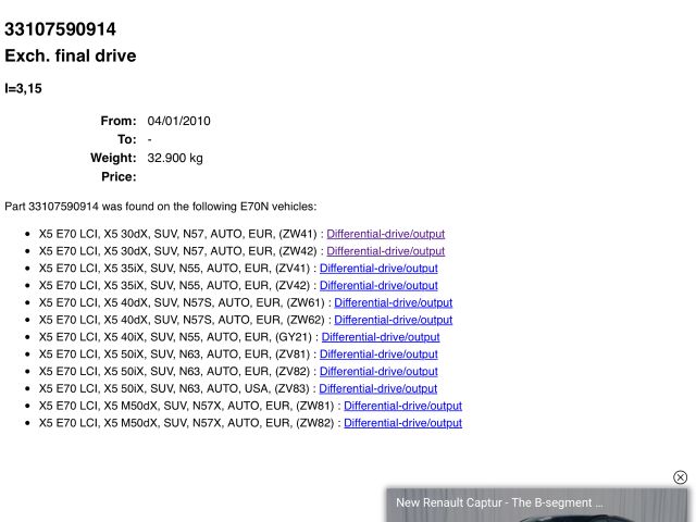 bontott BMW X5 Hátsó Differenciálmű