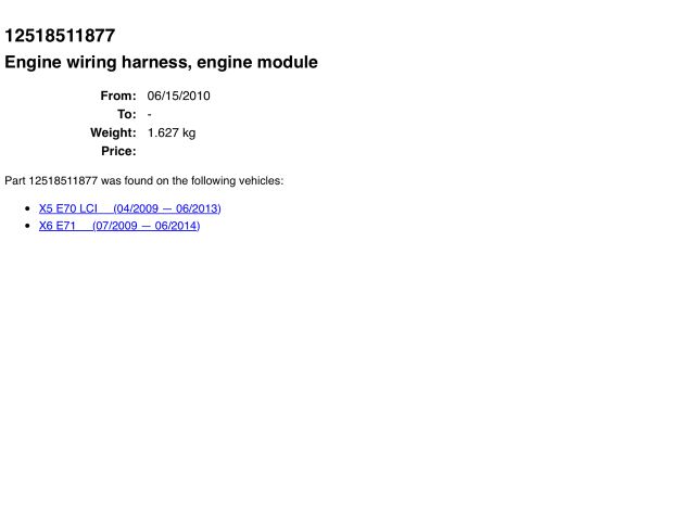 bontott BMW X5 Motor Kábelköteg