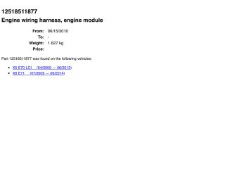 bontott BMW X5 Motor Kábelköteg