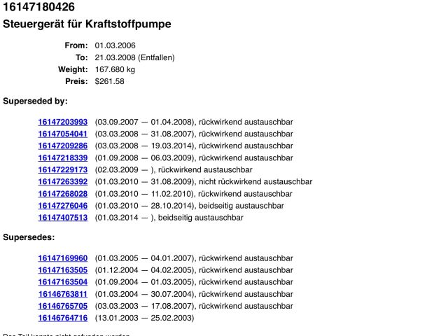 bontott BMW X6 Üzemanyag Szivattyú Relé